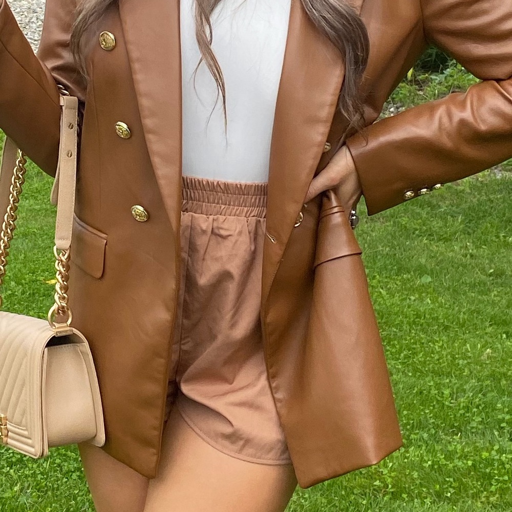 Brand New With Tags Missguided Retro Satin Camel Brown Event Dress Shorts Size 4